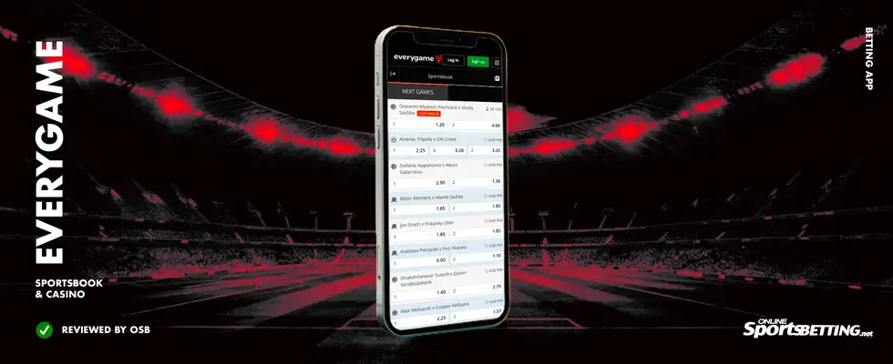 Lucky-Rebel-sportsbook-mobile-interface-on-a-phone-with-a-teal-stadium-backdrop-—-offshore-betting-option-for-US-users