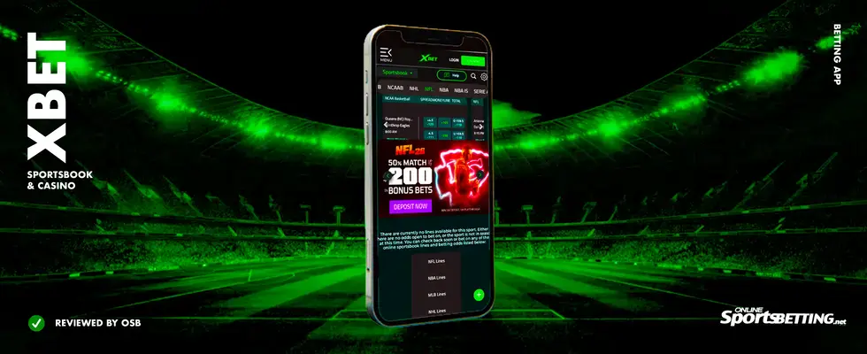 Xbet-sportsbook-app-on-a-smartphone-with-a-green-stadium-backdrop-—-online-betting-site-for-American-sports-fans