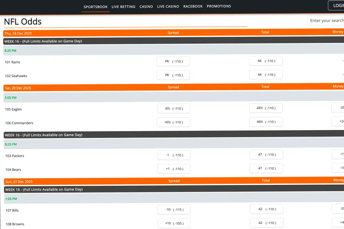 BetNow-NFL-betting-odds-page-with-moneylines-totals-and-spreads-displayed