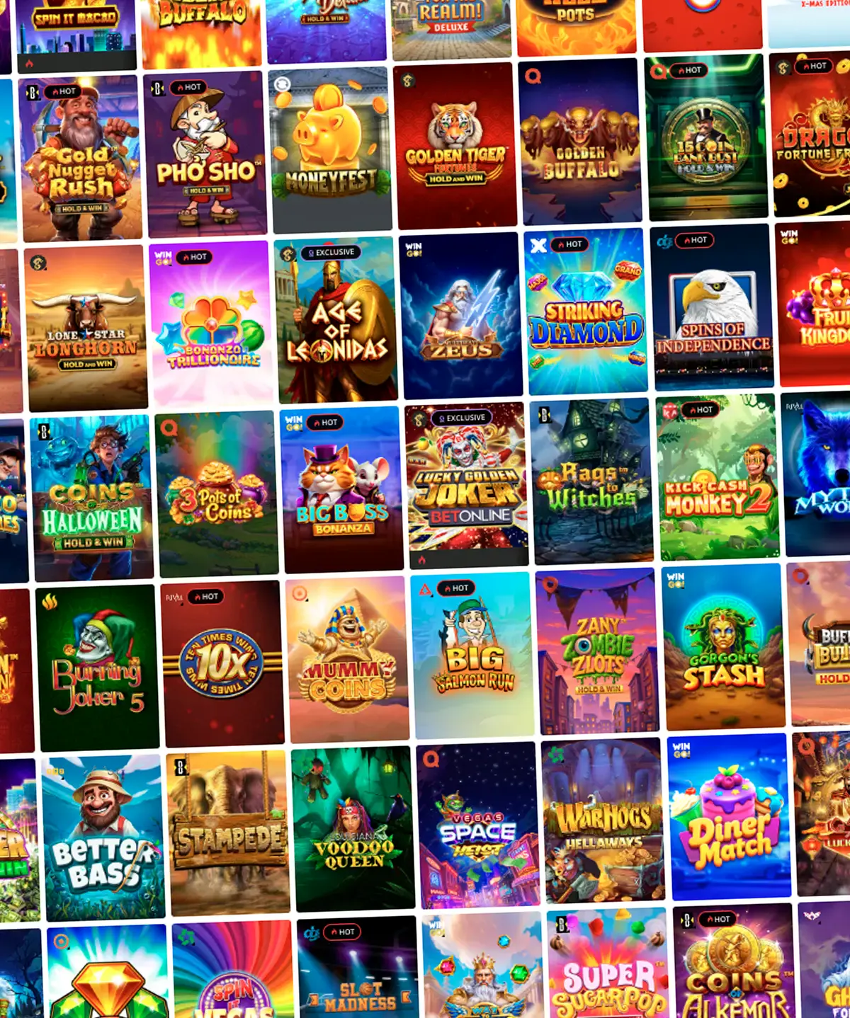 Slots interface in BetOnline's online casino interface
