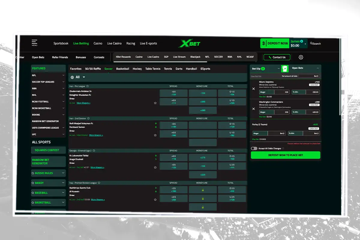 Xbet live betting interface
