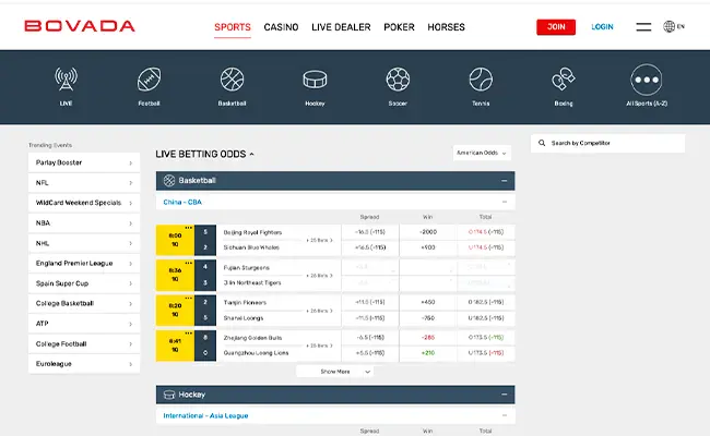 Bovada-interface-for-californian-bettors