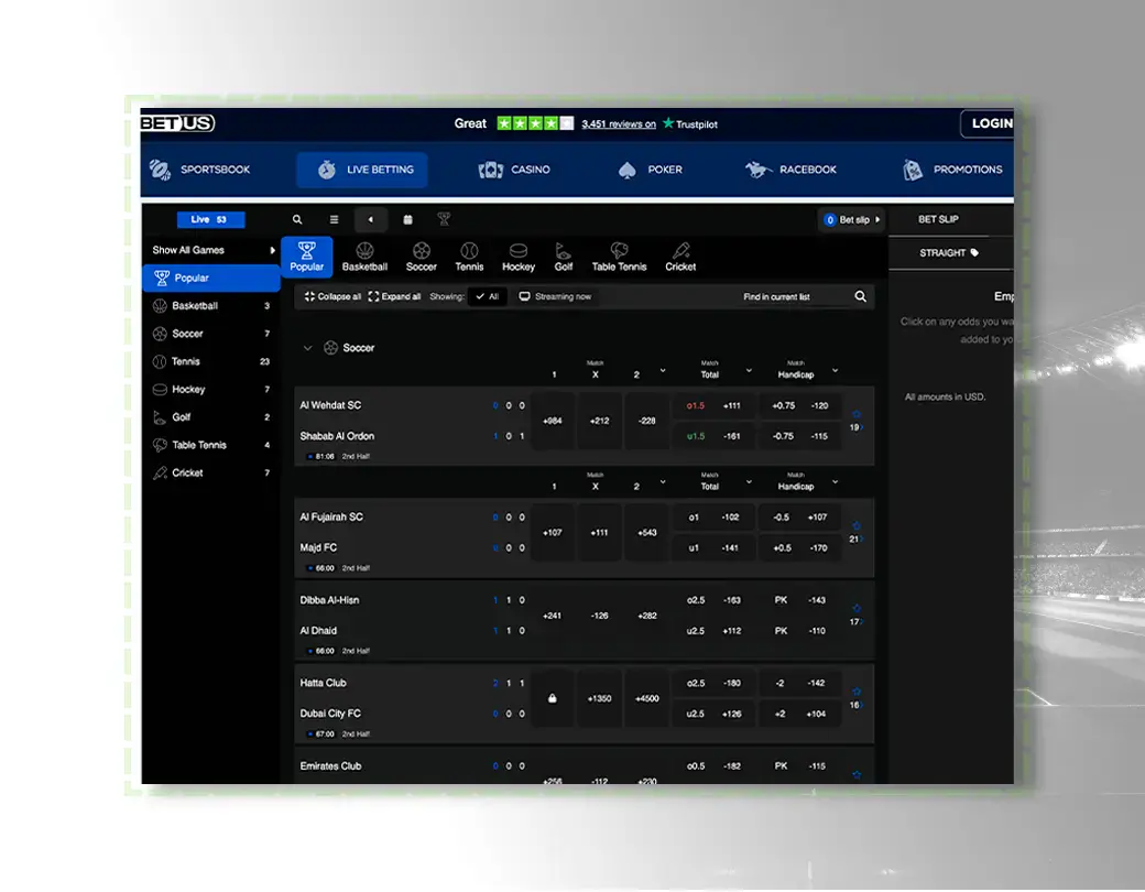 BetUS Website Preview