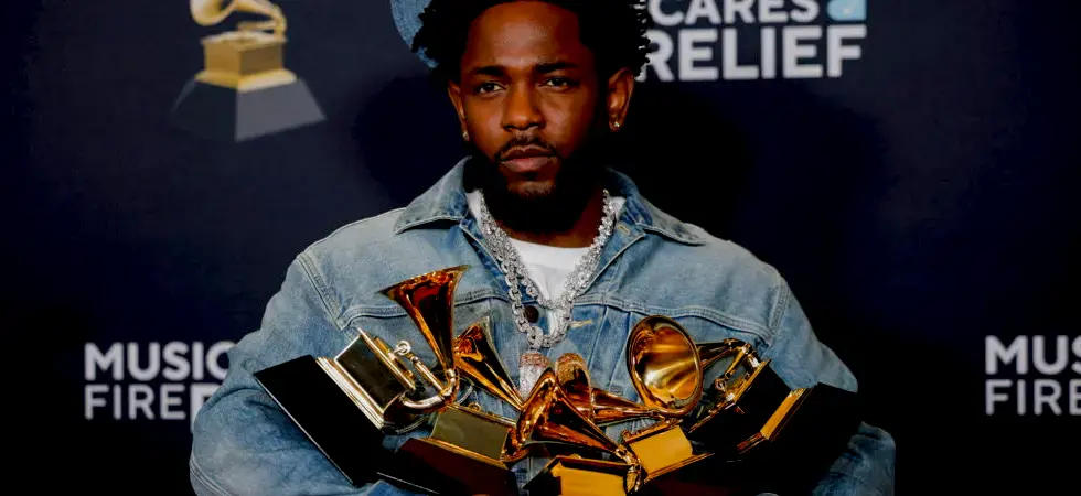 Kendrick Lamar winning 5 Grammy awards in 2026