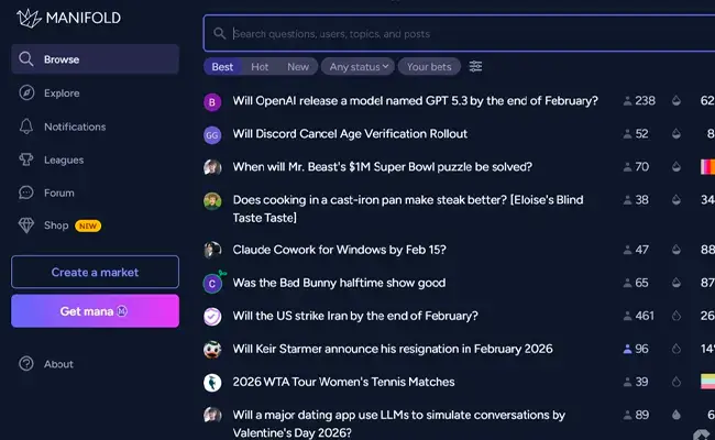 Manifold-prediction-market-homepage-interface